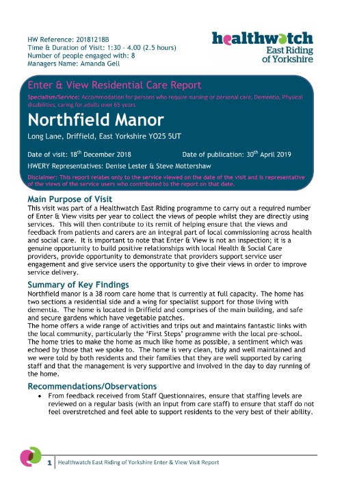 Northfield Manor Enter & View